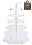 Large 7 Tier With Base : Jusalpha Large 7-Tier Acrylic Round Wedding Cake Stand-Cupcake Stand Tower-Dessert Stand-Pastry Serving Platter-Food Display Stand For LargeEvent (Large With Rod Feet Base)