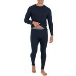 Fruit of the Loom Men's Recycled Waffle Thermal Underwear Set (Top and Bottom) Pajama, Navy, 5X-Large