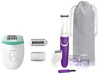 PHILIPS Female Bre245/00 Corded Compact Epilator (2 In 1 - Shaver And Epilator) For Gentle Hair Removal At Home & Essential Bikini Trimmer Brt383/15 Trim, Shave & Style,Multicolor