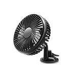 cueclue Pack-1 Car Fan, Electric Auto Cooling Fan for Dashboard & Windshield, Suction Cup Cooling Air Fan, Speed Regulation USB Powered Portable Vehicle Fan, Vehicles Universal Powerful Fan (Black)