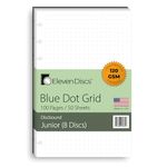 Eleven Discs Junior Blue Dot Grid Sheets, Premium Heavyweight Discbound Notebook Paper Refills Punched for Circa, Arc, TUL (50 Sheets)