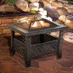 Garden Mile Large Square Fire Pits for Garden - Firepit Black Heat Resistant Fire Pit Patio Stove Outdoor Fireplace Barbeque with Rain Cover for BBQ Camping (2 in 1 Fire Pit Table)