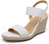 DREAM PAIRS Womens Open Toe Espadrilles Dressy Platform Sandals Slip on Elastic Ankle Strap Wedges Sandals SDPW222W White Size 7