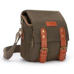 CADeN Compact Camera Bag Case Canvas Leather Trim Compatible for Nikon, Canon, Sony Mirrorless Camera and Lenses Waterproof, Camera Shoulder Messenger Bag (Small 1.0 Brown)