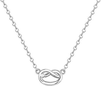 PAVOI 14K Yellow Gold Plated Infiity Love Knot Necklace Pendant - White