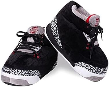 Banned Goods Black Cement Sneaker Slippers for Men & Women | Hypebeast House Slippers | Premium Plush Comfort, One-Size 6-12