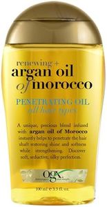 OGX Renewing + Argan Oil of Morocco Penetrating Hair Oil Treatment, Moisturizing & Strengthening Silky Oil for All Hair Types, Paraben-Free, Sulfated-Surfactants Free, 3.3 fl oz