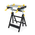 Workbench Folding Wolf Mobile Portable Strong Work Bench Jaw Grips Worktop for Sawing Drilling Planing & Sanding - Vice Clamp Function Adjustable Height 100Kg Max. Load