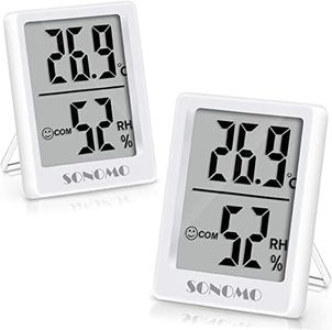 SONOMO Termómetro Digital Casa, 2 Piezas Termómetro Higrómetro Digital, Termohigrómetro Interior de alta precisión, para montaje vertical en la pared,medidor temperatura y humedad (blanco)