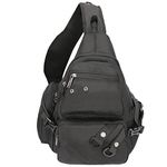 Vanlison Crossbody Sling Bag Small Backpack for Men Women Teens Bag, C-black (Fits 13" Laptop), Large, Sling Backpacks
