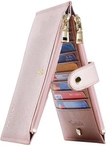 Travelambo Womens Walllet RFID Blocking Bifold Multi Card Case Wallet with Zipper Pocket (synethic leather rose gold)