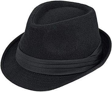 Cappello classico da uomo in lana Manhattan strutturato Trilby Fedora con fascia a tesa corta Panama Gangster Hat, nero, L
