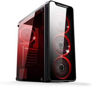 EMPIRE GAMING - Boîtier PC Gamer WarMachine - Moyenne Tour ATX - Façade en Verre, Paroi en Verre Complète et Trempée, Ventilateurs Silencieux - LED RGB Dual Ring - Rétroéclairage 11 Modes
