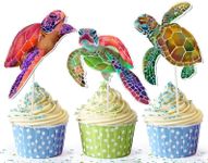 Turtles Cupcake Toppers | Sea Animals Baby Shower Party Supplies | Sea Turtle Theme Birthday Decorations for Kids |