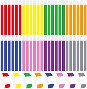 Favengo 160 Pcs Pulseras Identificacion Eventos Brazalete de Colores Papel Niños Pulseras Identificativas impermeables con Cierre Adhesivo para el Evento Excursión fiesta Viaje, 8 Color Llamativo