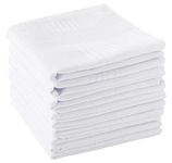 Scotamalone Men's Handkerchiefs 100% Soft Cotton White Hankie Hankerchieves, White, 12 PC