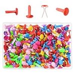 200Pcs Paper Fasteners Brads Multicolor Split Pins Mini Metal Brads Round Brads with Storage Box for Crafts Decorative Scrapbooking DIY Supplies(8mm x 14mm)