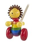 Lion Push Along Toy - Animal Push and Pull Along Toys for 1 Year Olds, Wooden Toys - Toddler Toys, Perfect 1st Birthday Gifts For Boy and Girl - Early Development & Activity Toys by Orange Tree Toys