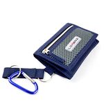 Sports Wallets For Boys, Trifold Men Canvas Wallet With Coin Pocket And Credit Card Holder, Waterproof Teenagers Folder Wallet with chain, hook or classic (With Snap Clip Hook, Navy)