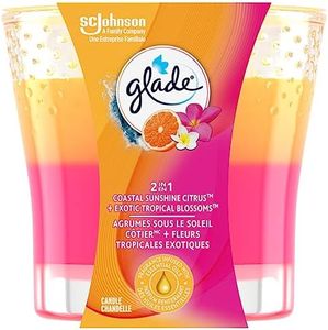 Glade® 2in1 Scented Candle, Coastal Sunshine Citrus™ + Exotic Tropical Blossoms™, Air Freshener Infused with Essential Oils for Home Fragrance, 1 Count