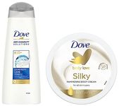 Dove Body Love Silky Pampering Body Cream For All Skin Types300g & Anti Dandruff Solutions Shampoo 340 Ml, Prevents Dandruff & Dry Scalp, Mild Daily Shampoo For Smooth & Frizz Free Hair - & Women