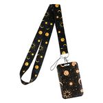 TIESOME Phone Lanyard with Badge Holder, Cool Black Moon Planet Keychain Lanyard for ID Badges Holder for Women Men Students Girls Office