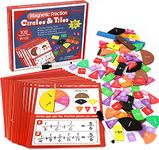 Torlam Magnetic Fraction Tiles & Fraction Circles Activity Set - Math Manipulatives for Elementary School - Fraction Magnets & Resources - Fraction Strips & Bars