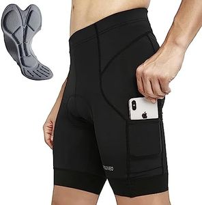 GERZHIUBN Men's Cycling Shorts Padded 4D Bike Biking Half Pants Bicycle Riding Quick-Dry Anti-Slip with Pocket Black