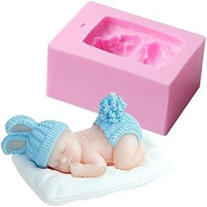 3D Sleeping Baby with a Pillow Soap Mold - MoldFun Baby Shower Silicone Mold for Fondant Cake Topper Decorating Lotion Bar Chocolate Wax Crayon Polymer Paper Fimo Clay