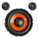 POWERLINK® 10" Subwoofer Orange SPL Foam Kapton Cone - 400W/4-Ohm/1.5-Inch Copper Coil/120mm Single Magnet Ideal for Upgrading Car Bass Tubes, Home Music Systems (10"-400W-With-Tweeters)