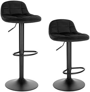 WOLTU Tabouret de Bar en Velours Lot de 2 Tabouret de Comptoir Tabouret Haut Hauteur Réglable Pivotant à 360° Dossier Repose-Pieds Hauteur du Siège 62-83cm Noir BH317sz-2