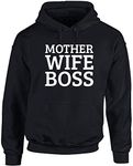 Hippowarehouse Mother Wife Boss unisex Hoodie hooded top (Specific size guide in description) Black