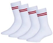 RC. ROYAL CLASS Boys & Girls White Colour With Red Strips Organic Cotton Calf Length School Socks (Pack of 4 Pairs)(14-15 Years)