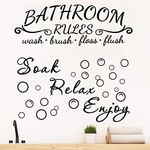 2 Pieces Bathroom Wall Decals Sticker Soak Relax Enjoy Bathroom Rules Wall Sticker Vinyl Quote Wall Art Decor for Home Bathroom (Simple Style, Black)