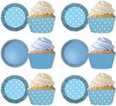 MADE IN USA Pack of 144 Thick Grease Resistant Fluted Cupcake Liners (Baby Shower Boy)