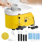 Potuem Pottery Wheel 350W, Electric Pottery Wheels 25cm Turntable, Pottery Forming Machine with Handle, Pedal and Removable ABS Basin, Pottery Wheel for Adults Kids Beginners DIY Clay Art, Yellow