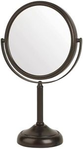 Jerdon JP910BZP 6-inch Tabletop Two-Sided Swivel Vanity Mirror with 10x Magnification, 11-inch Height, Bronze Finish