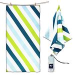 Whale Flotilla Microfiber Oversized Beach Towel, Quick Dry Beach Towel Sand Free Cooling Travel Camp Pool Towel Set, Super Absorbent and Portable, Green, 90x180 CM