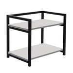 DIVYA 2-Layer Microwave Stand, OTG Stand, Microwave Oven Rack, Countertop Kitchen Storage Shelf (White & Black Pipe,Alloy Steel;Engineered Wood, Tiered Shelf)