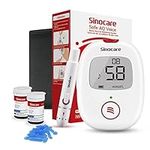 sinocare Diabetes Testing Kit / Blood Glucose Monitor Safe AQ Voice / Glucometer with Voice Reminder and Light Warning, with Blood Sugar Test with Strips x 50 & Case -in mmol/L