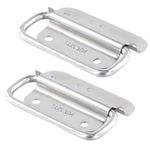 Focenat 2Pcs Metal Folding Handle, Chest Box Handles, Stainless Steel Pull Handle, Luggage Hardware Box Handle, for Storage Boxes Toolbox Replacement, Silver