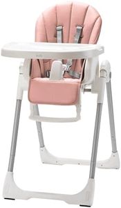 KÜB Trona de Bebe Evolutiva Compacta, Plegable, Ajustable y Regulable con Bandeja Extraíble - Sillita de Bebé Alta Infantil con Respaldo Reclinable para Niños - Edad 6 a 36 meses. (Rosa)