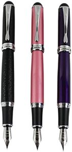 3 unidades Jinhao X750 Pluma media 18KGP Pezón en 3 colores (negro, morado, rosa) con bolígrafo transparente