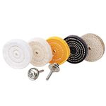 SCOTTCHEN 3" Buffing Polishing Wheels Soft(30Ply)/ Fine(50Ply)/ Medium(36Ply)/ Coarse 1/2" Thick/Rough 1/2" Thick 3/8" Arbor Hole with 2sets 1/4" Shank for Drill - 5Pack