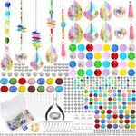 577 pcs DIY Sun Catchers Making Kits Craft for Adults, Crystal Suncatchers Supplies Stained Glass Window Hanging Prism Indoor Outdoor Garden Xmas Decor with Rainbow Maker Pendants Chains (silver)