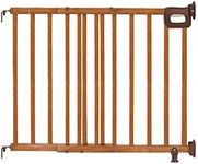 Summer Infant Deluxe Stairway Simple to Secure Safety Pet and Baby Gate,30'-48' Wide,32' Tall,Easy Install on Wall or Banister in Doorway or Stairway,Hardware Mount,Auto Close Walk-Thru Door-Oak Wood