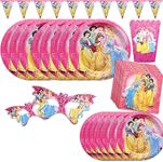 Princess Party Tableware Set Includes Banner ,Plate ,Napkins ,Princess Mask and Popcorn Box For Girls Birthday.