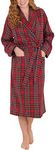 PajamaGram Cotton Flannel Robe Womens - Soft Yarn Dyed Plaid, Red, XS/S, 2-6