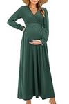 OUGES Fall Maternity Maxi Dresses L