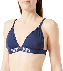 Tommy Hilfiger Women's Triangle Padded Bikini top, Twilight Navy/Twilight Navy, S